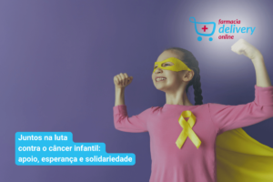 Criança representando o Dia Internacional de Combate ao Câncer Infantil + subtítulo