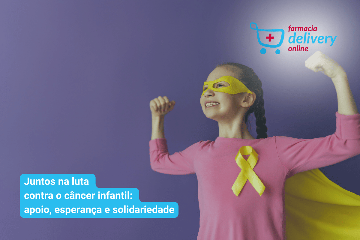 Criança representando o Dia Internacional de Combate ao Câncer Infantil + subtítulo