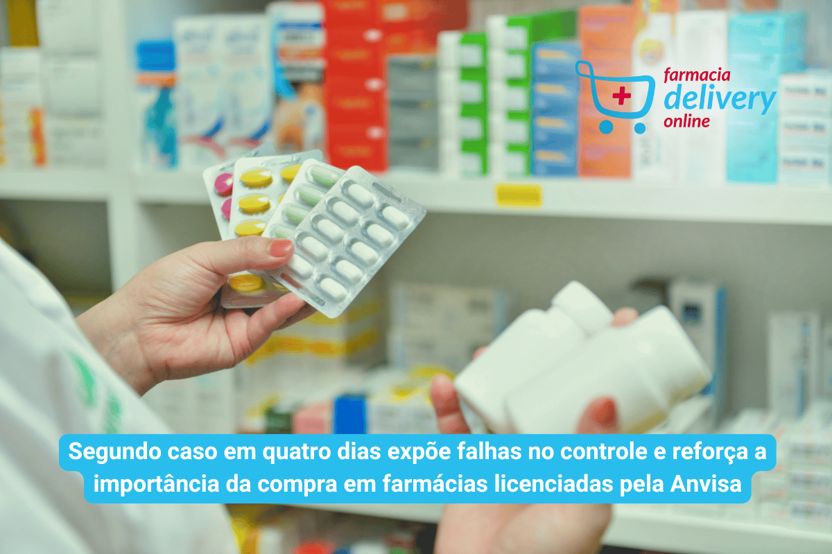 Farmacêutica na farmácia escolhendo diferentes tipos de medicamentos + subtitulo