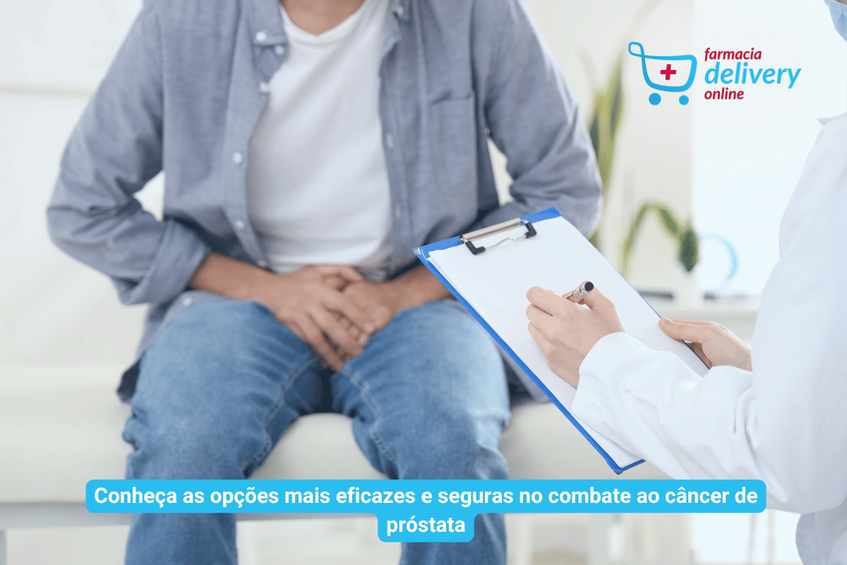 Homem com problema na próstata conversando com médico + subtítulo
